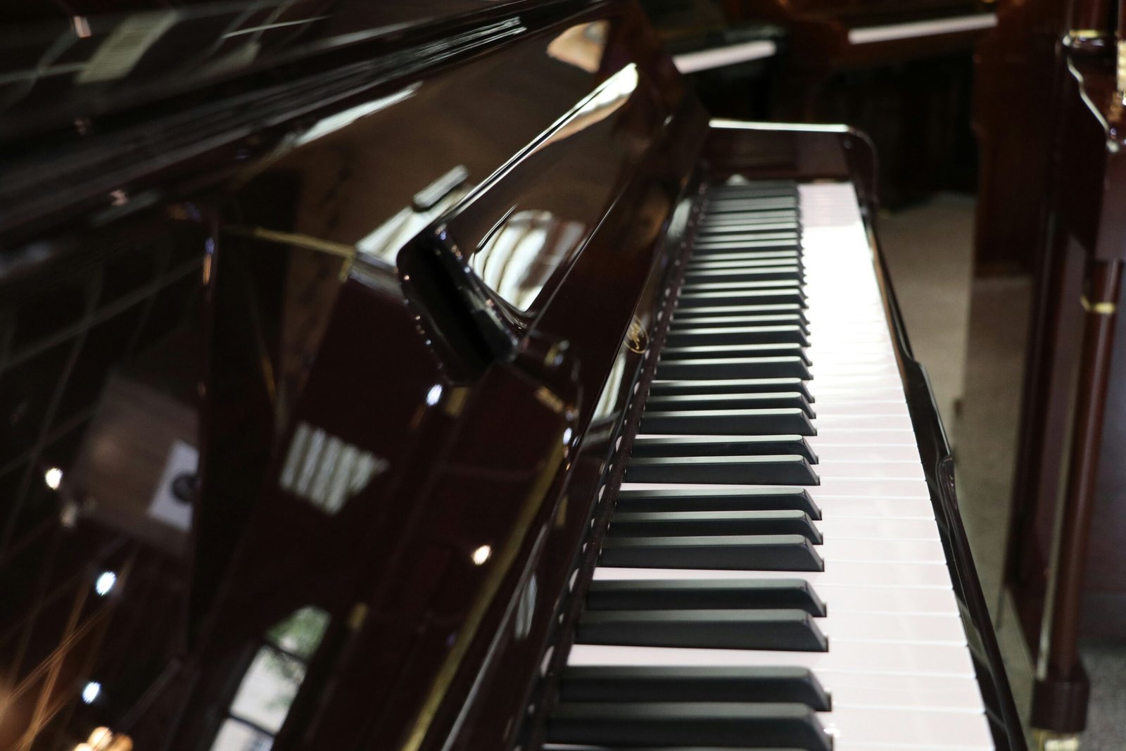 a close up of a piano with many keys